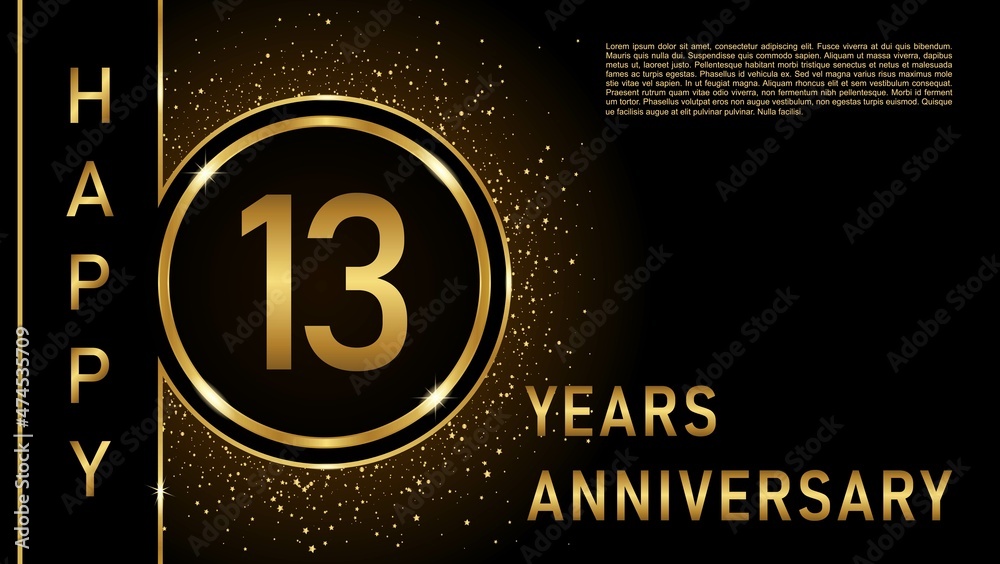 13th anniversary logo template Vector design birthday celebration, Golden anniversary emblem with ribbon. Design for booklet, leaflet, magazine, brochure, poster, web, invitation or greeting card. 13th anniversary logo template Vector design birthday celebration, Golden anniversary emblem with ribbon. Design for booklet, leaflet, magazine, brochure, poster, web, invitation or greeting card.
