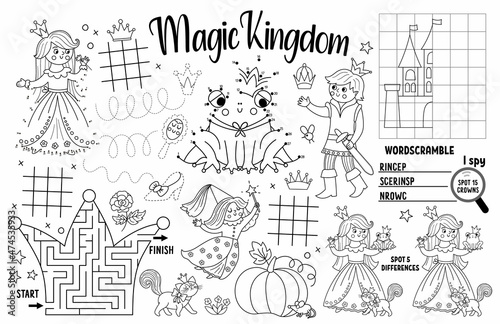 Fototapeta Vector Magic kingdom placemat for kids