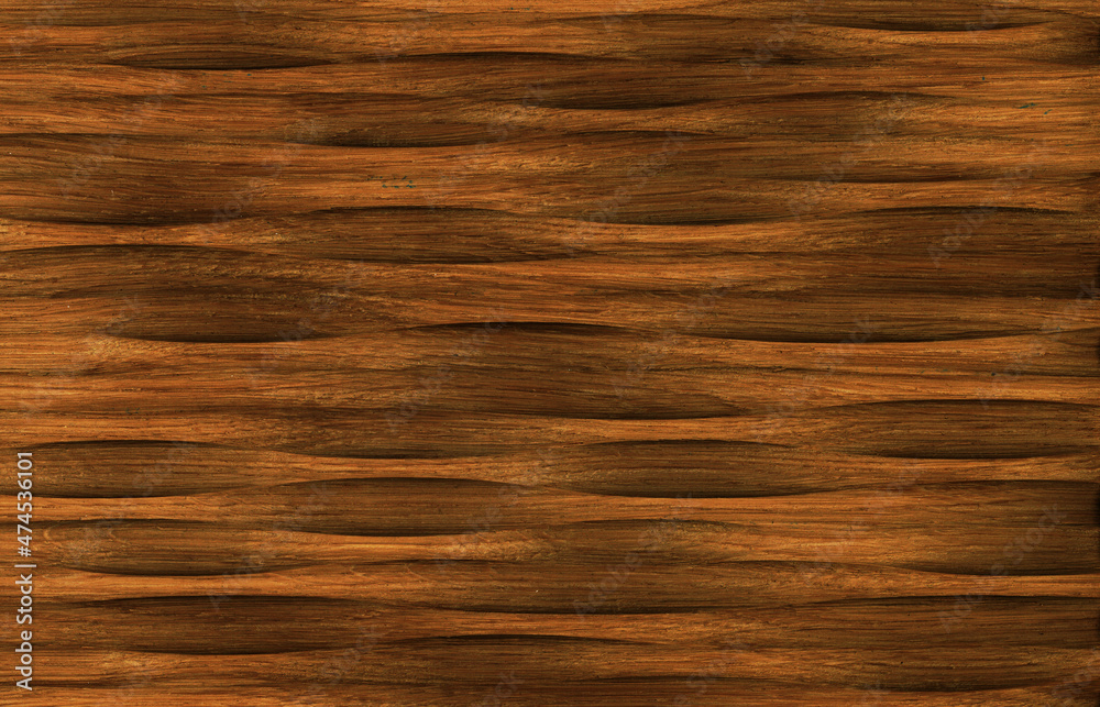 Dark brown carved wood in wavy pattern Dark brown carved wood in wavy pattern