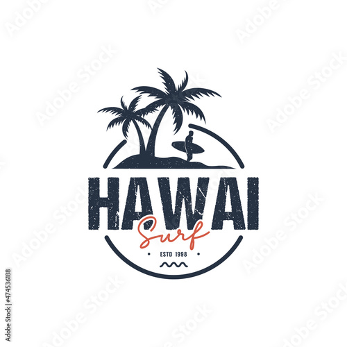 Hawai surf logo. for t-shirt and apparel vector design template