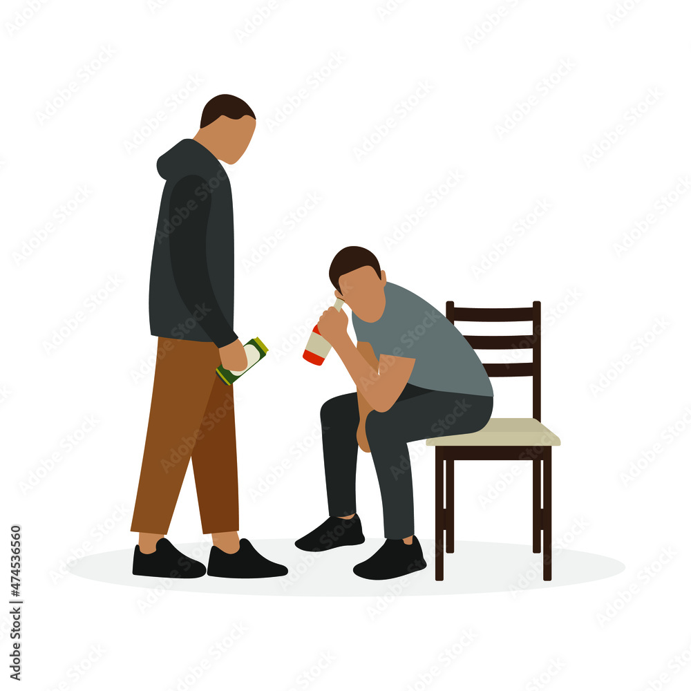 Obraz premium Two male characters drinking alcohol on a white background