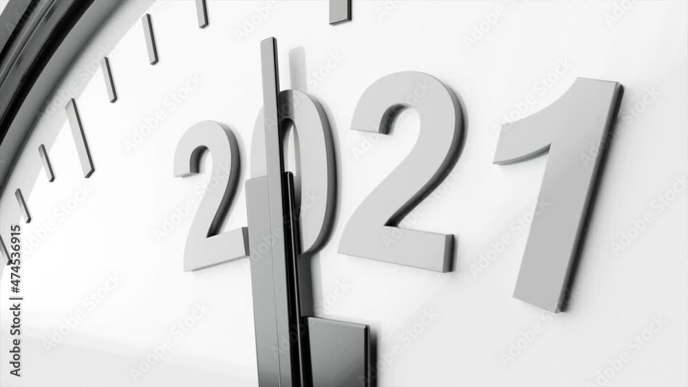 Happy New Year movie with clock. Start to the year 2022. 3D animation Happy New Year movie with clock. Start to the year 2022. 3D animation