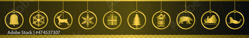 Set of decorations for the period golden christmas vector pattern used for design and decoration new year greeting card christmas greeting card