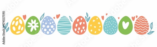 Slika na platnu Vector Easter pattern with Easter egg drawings