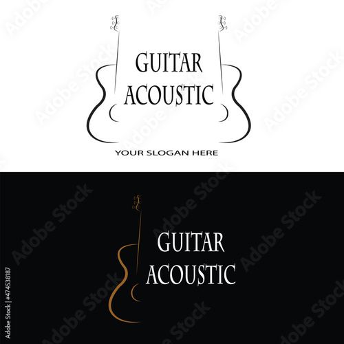 vector illustration of acoustic guitar good design logo for product name brand sticker template