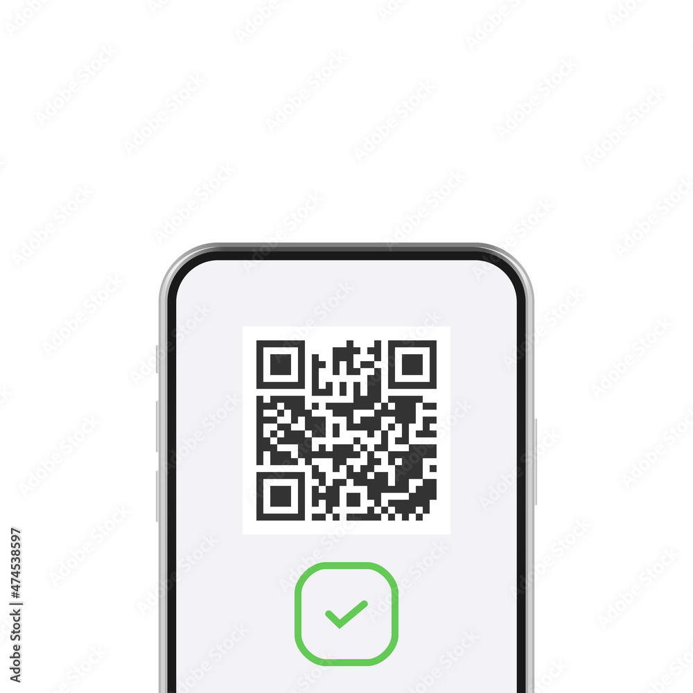 Quick Response (QR) code on screen. Vector illustration. Quick Response (QR) code on screen. Vector illustration.