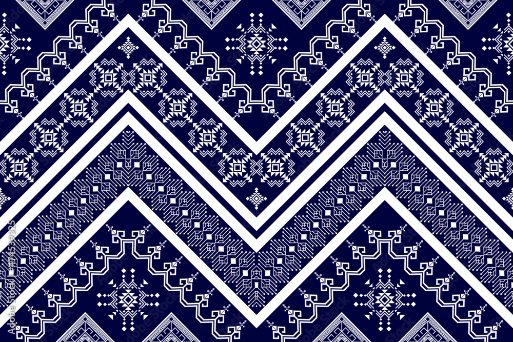 Fototapeta premium Geometric Moroccan ethnic pattern design. Aztec fabric carpet mandala ornament chevron textile decoration wallpaper. Tribal turkey African Indian traditional embroidery vector illustrations background