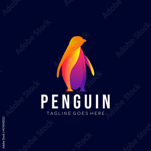 Penguin gradient colorful logo design. Vector illustration.