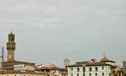 Veduta dall'alto di Firenze con i  suoi capolavori che si vedono in tutta la città : campanile di Giotto ; Cupola del Brunelleschi  ; Torre di Arnolfo Palazzo Vecchio photo