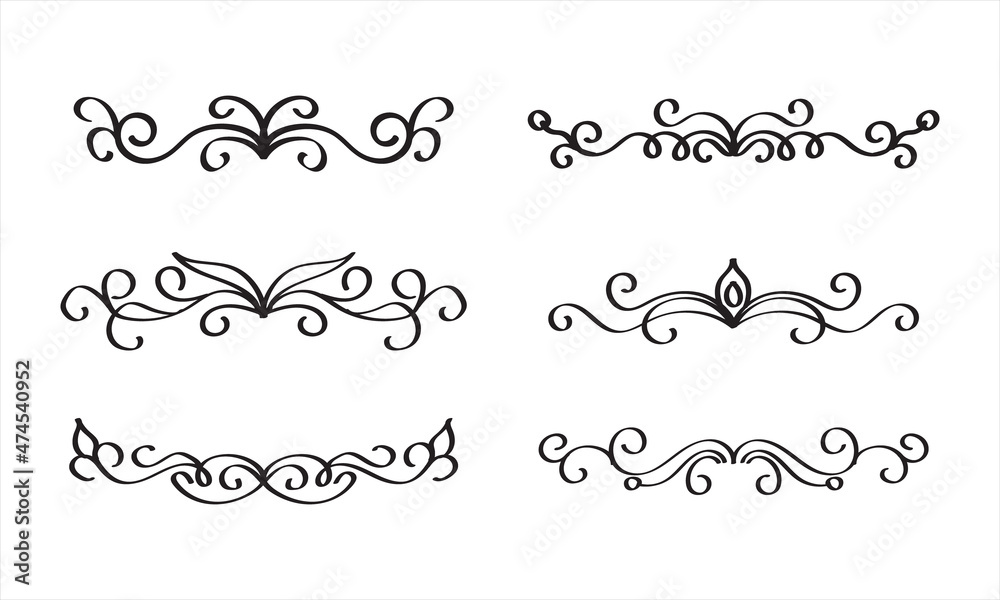
Decorative swirl floral ornaments collection