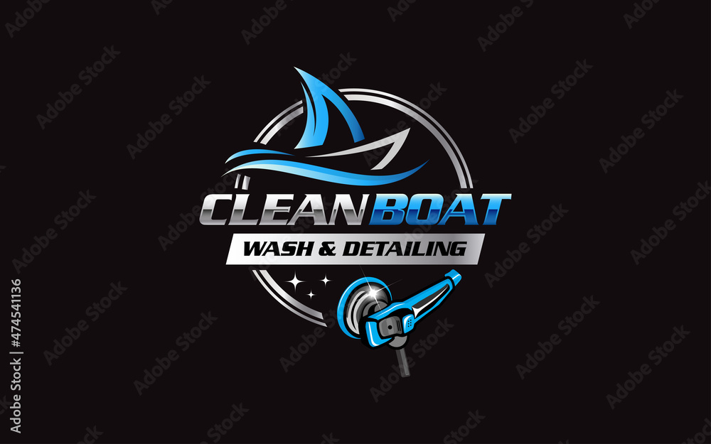 Illustration vector graphic of ship and boat detailing concept logo