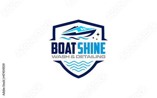 Illustration vector graphic of ship and boat detailing concept logo design template