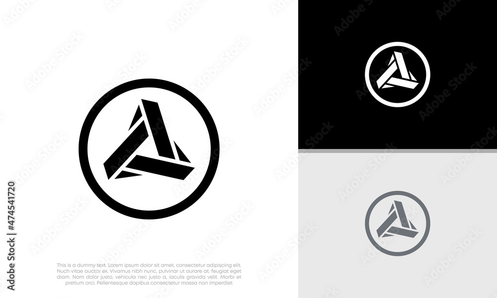 Innovative high tech logo template. Template label for blockchain technology. Abstract triangle logo design. Innovative high tech logo template. Template label for blockchain technology. Abstract triangle logo design.