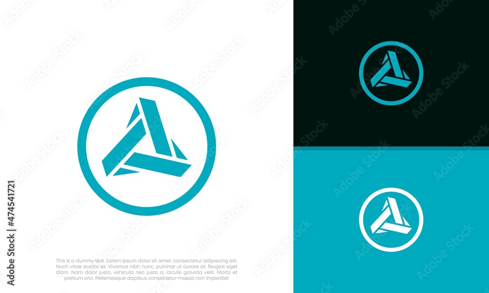 Innovative high tech logo template. Template label for blockchain technology. Abstract triangle logo design.