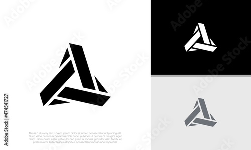Innovative high tech logo template. Template label for blockchain technology. Abstract triangle logo design.