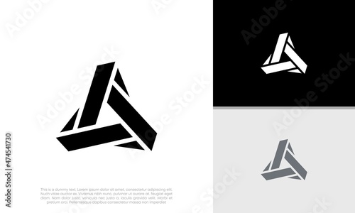 Innovative high tech logo template. Template label for blockchain technology. Abstract triangle logo design.