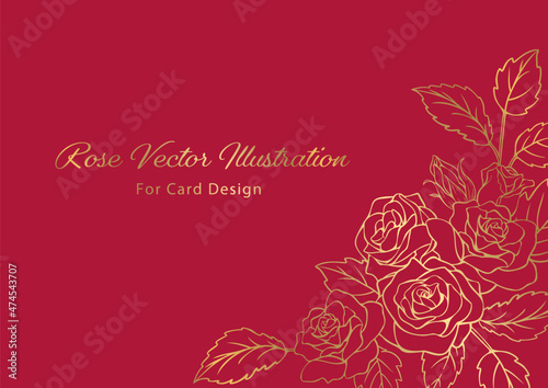 Obraz na płótnie Card Design with Rose Illustration w salonie