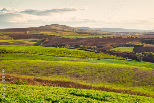 Agricultural landscape panorama. Moravian fields, Moravia, Czech Republic, around the village Kyjov  © Pavel Rezac