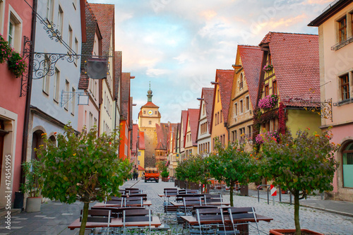 Germany  Rothenburg  fairy tale town  street  outdoor cafe