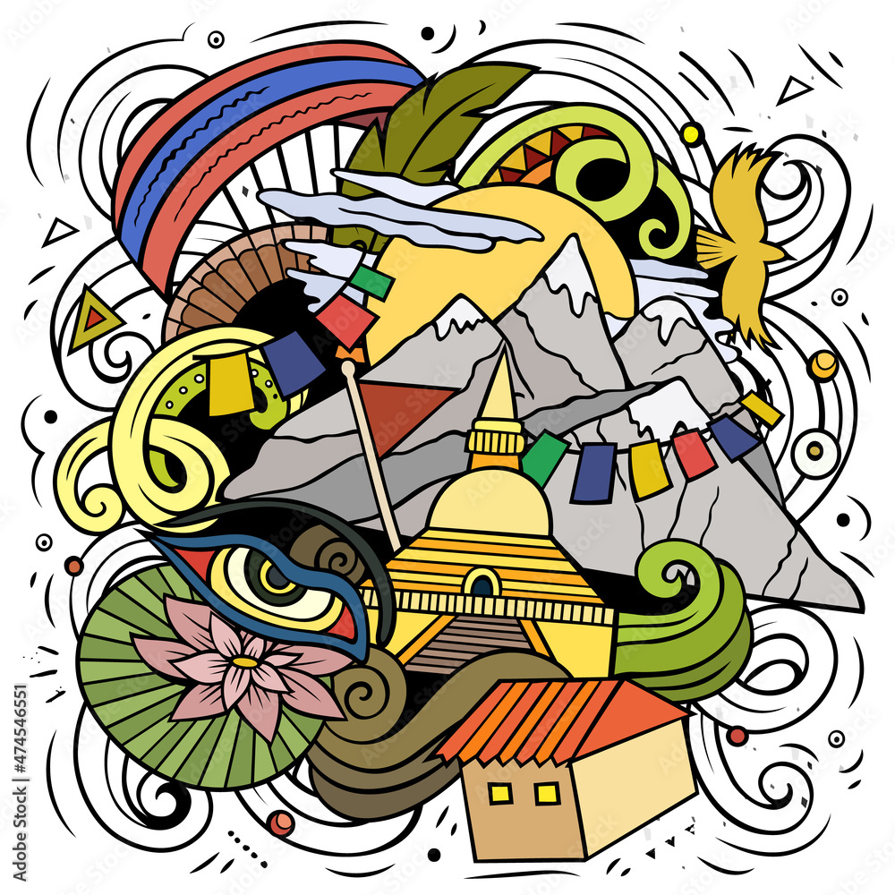 Nepal cartoon vector doodle illustration Nepal cartoon vector doodle illustration