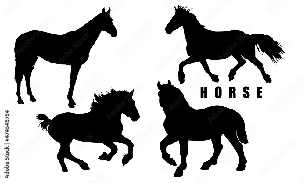 silhouette of horses, 4  character