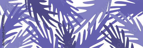 Very peri palm leaves on white background. Banner or wallpaper in trendy colors