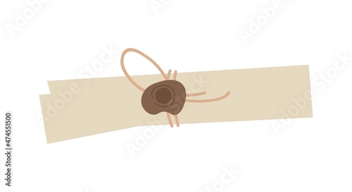 Ancient scroll icon. Finds of archaeologists, things from Middle Ages, history. Old paper, source of ancient knowledge. Scientific research, excavation, papyrus. Cartoon flat vector illustration