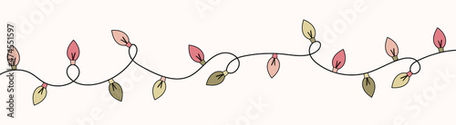 Hanging hand drawn Christmas lights. Banner. Vector