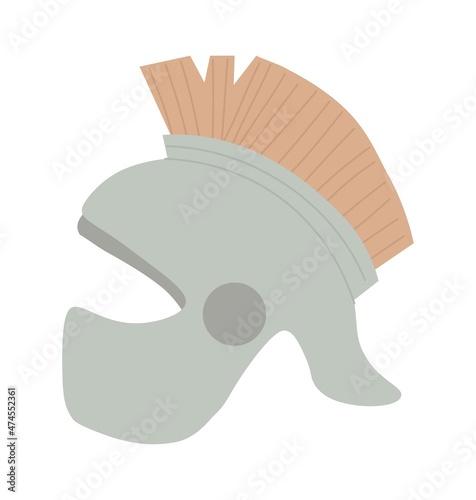 Helmet from Middle Ages. Old items and archaeological finds. Knights clothing, history, antiquity. Graphic elements for website, stickers and badges for kids. Cartoon flat vector illustration
