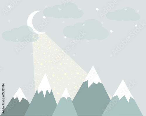 children's pejas with mountains and the moon