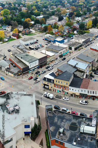 Aerial vertical scene of Elmira, Ontario, Canada