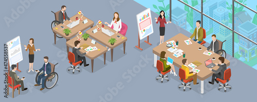 3D Isometric Flat Vector Conceptual Illustration of Inclusive Workplace, Inclusion and Diversity