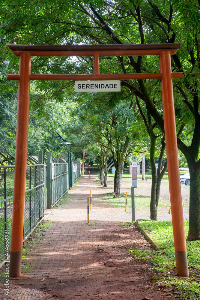 Brasília, DF, Brazil, December 12, 2021: Pure Land Buddhist Temple. It is written: Brasília, DF, Brazil, December 12, 2021: Pure Land Buddhist Temple. It is written: