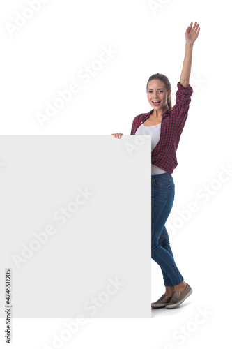 Woman with billboard sign