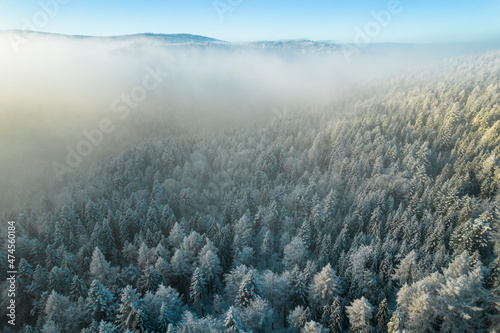Winter Fairytale Landscape Aerial Drone View