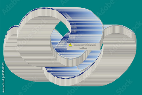 Old computer window with many blank error messages. Retro pc interface with problem or glitch, vintage web browser alert, software system bug or virus. 90s screen vector illustration