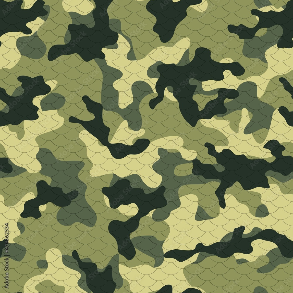 Fototapeta premium Abstract camouflage vector seamless background, stylish trendy print.