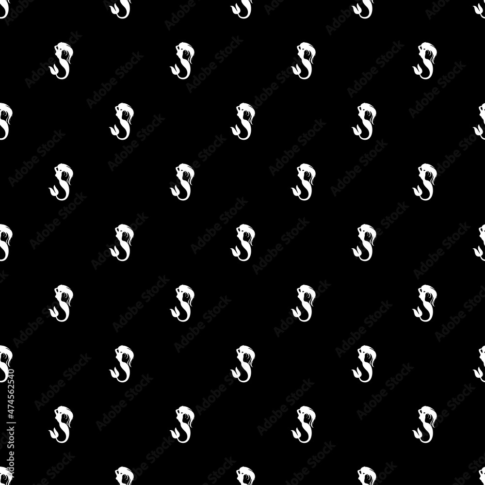 Seamless vector silhouette of mermaids on a black background, stylish pattern. Seamless vector silhouette of mermaids on a black background, stylish pattern.