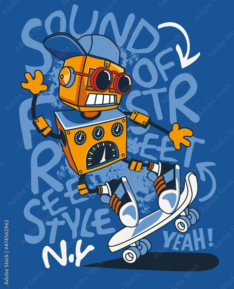 cool robot vector on skateboard cool robot vector on skateboard