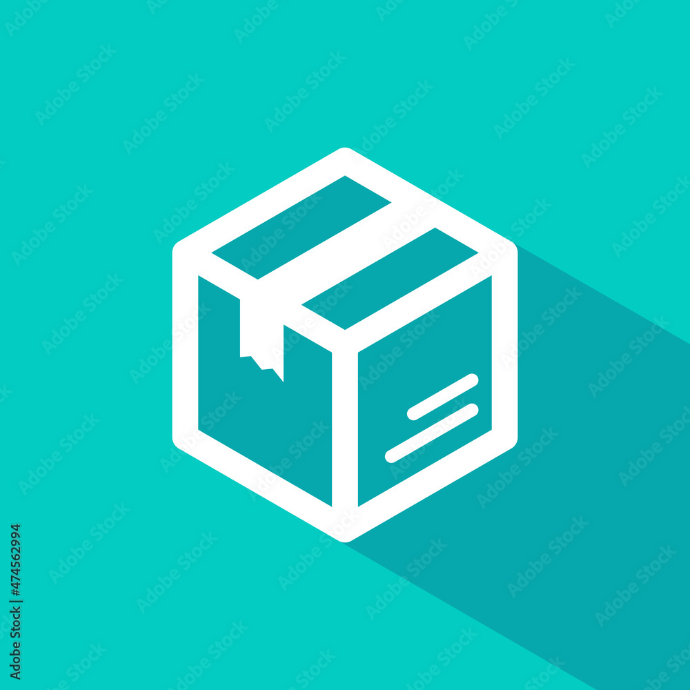 Box Delivery Shipping Long Shadow Vector Icon Box Delivery Shipping Long Shadow Vector Icon
