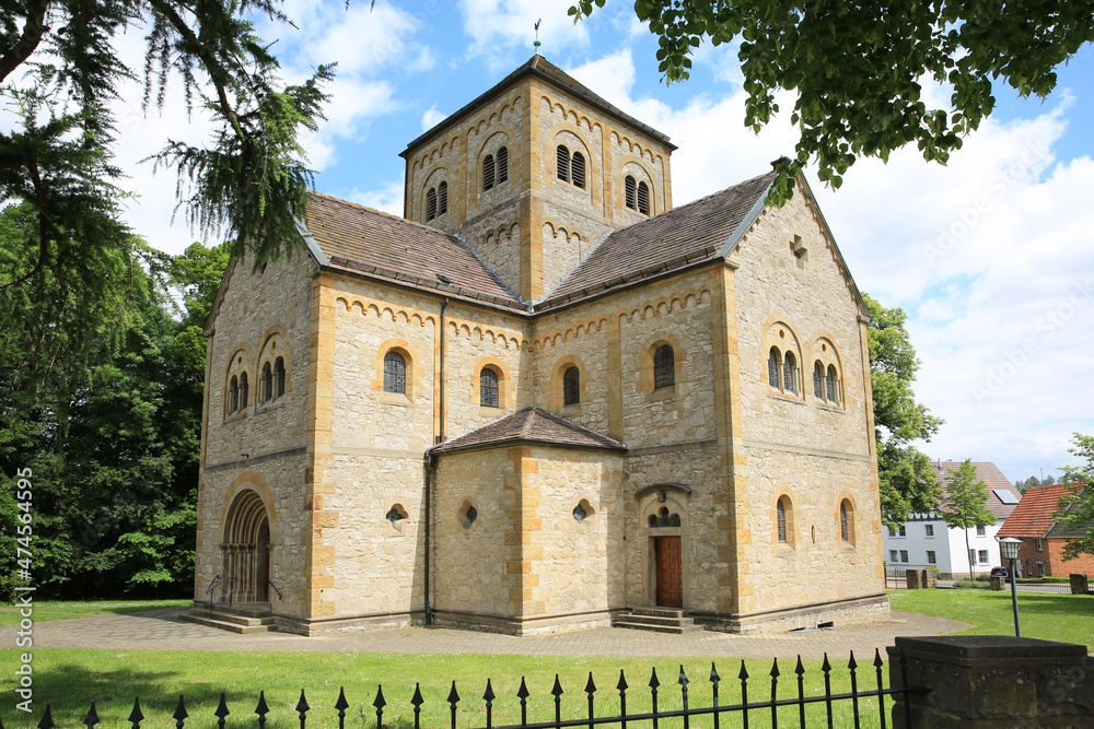 Historic neo-romanesque Saint Maximilian church in Niesen, Willebadessen, Germany
