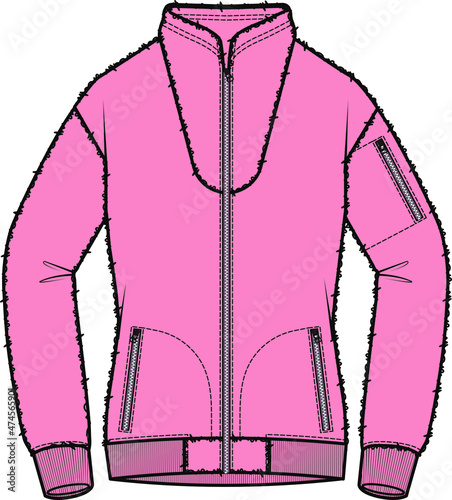 Vector plush sweatshirt flat sketch print design for girls.