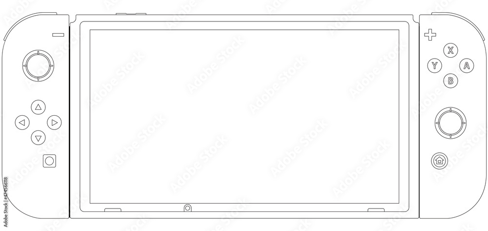 Nintendo Switch with Joy‑Cons front view handheld game system wireframe  icon. Nintendo Switch video game console. Tokyo 2020. Stock Vector | Adobe  Stock