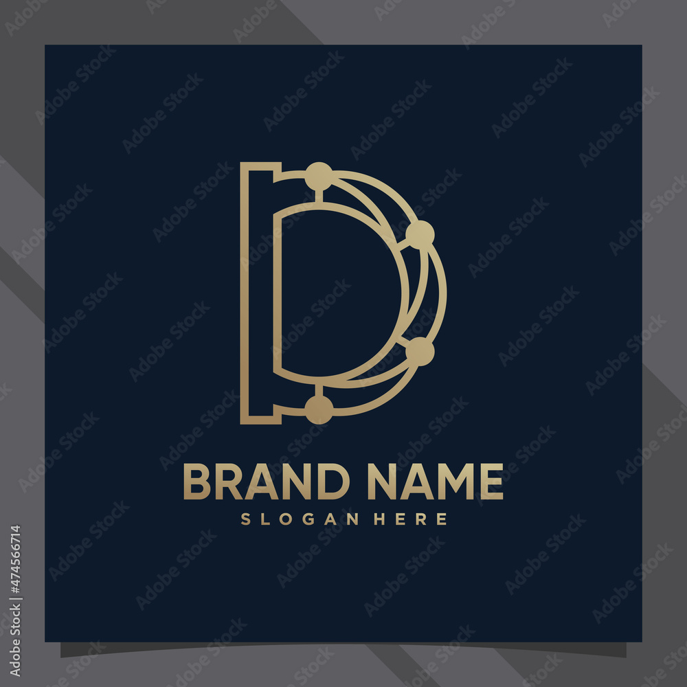 Creative monogram initial letter d with unique concept and golden style color Creative monogram initial letter d with unique concept and golden style color