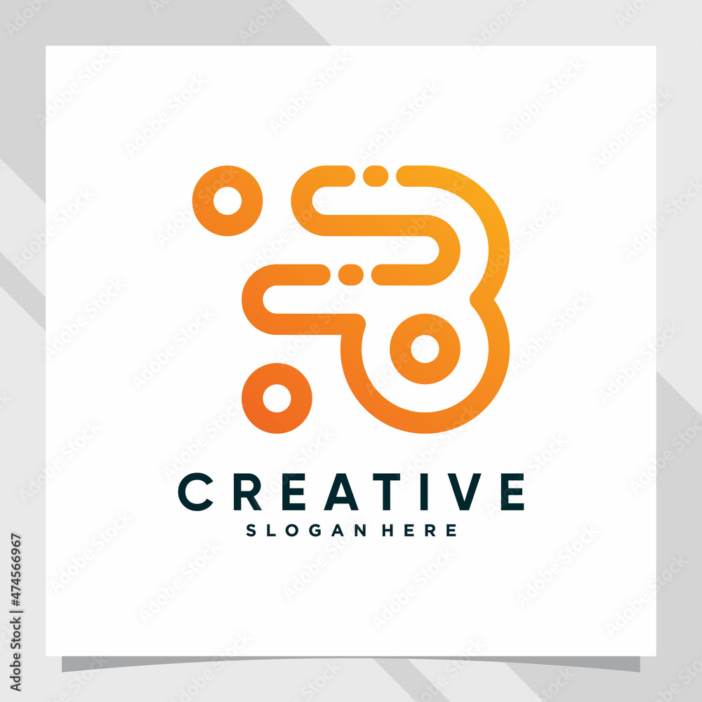 Creative monogram logo design technology initial letter b for business company or personal with modern concept Creative monogram logo design technology initial letter b for business company or personal with modern concept