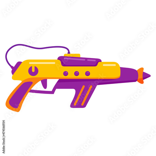 laser gun.Laser rifle.Toy weapons.Cartoon gun .Vector flat illustration.Isolated on white background.