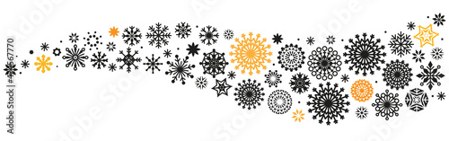 Vector illustration of a Christmas background with snowflakes. There is a place for an inscription. Horizontal layout. Very Peri Color Inscription Merry Christmas and Happy New Year