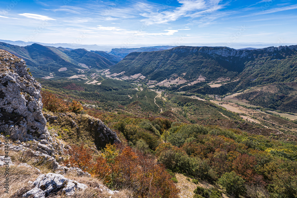 High lookout point on Vercors mountains during autumn season. France