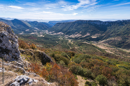 High lookout point on Vercors mountains during autumn season. France