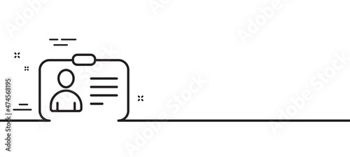 ID card line icon. User Profile sign. Person silhouette symbol. Identification plastic card. Minimal line illustration background. ID card line icon pattern banner. White web template concept. Vector